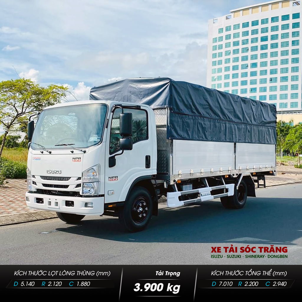 Isuzu NPR400 (NPR85KE5) 3.9 Tấn – Mui Bạt Bửng Nhôm