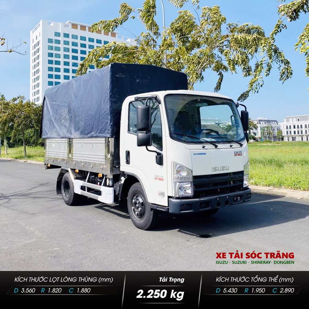 Isuzu QKR230 Đầu Vuông – Thùng Mui Bạt Inox 304 2.2 Tấn